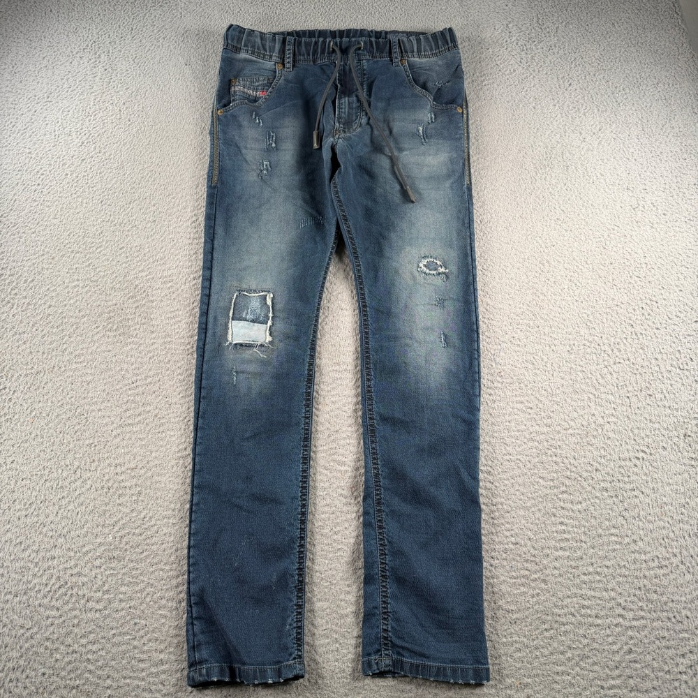 Diesel JoggJeans Krooley-NE Mens 28x28 Blue Distressed Stretch Denim Sweatpants